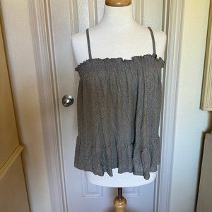NWT AMADI Anthropologie Wyatt Shimmer Spaghetti Strap Tank Top Gray Silver M